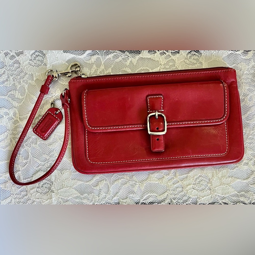Coach Red Leather Wristlet